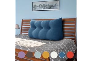 VERCART Keilkissen Bett Großes Rückenkissen Bett Kopfteil Bequemes Lesekissen für Bett und Sofa 2 in 1 Rückenlehne und Kopfkissen Couchkissen Langes XXL Lendenkissen Leinen 100cm Blau
