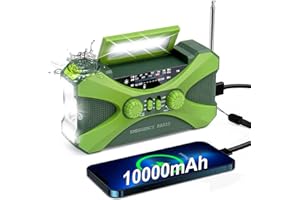 SEFITOPHER Crank Radio 10000 mAh Emergency Radio with Crank, Solar Radio FM/AM Solar Radio with 3 Modes Torch, Reading Lamp, SOS Alarm, Waterproof for Camping, Travel, Outdoor