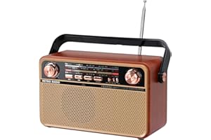 TOWEAR Radio Portable Vintage FM/AM (MW) / SW, Radio Vintage, Bouton de réglage, Prise en Charge de la Carte Bluetooth/TF/AUX/Lecteur MP3 USB, Radio rétro, Haut-Parleur intégré (R-505BT)