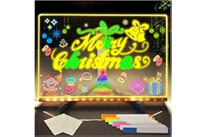 TOGETDREAM Led Maltafel Kinder mit Ständer/7-Farben-Stift, Acryl Transparente Maltafel Praktische Memo und Zeichenplatte Leuchttafel Notiztafel Glow Board für Schule Zuhause Schreibtisch Büro Café