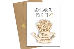 BOOMTOP Cadeau Nounou Maîtresse Aimant de Réfrigérateur Pot à Fleurs en Bois Magnétique Magnet et Carte de Vœux Cadeau Merci de M’Avoir Aidé à Grandir pour Tableau Magnetique Frigo Calendrier Bureau Maison