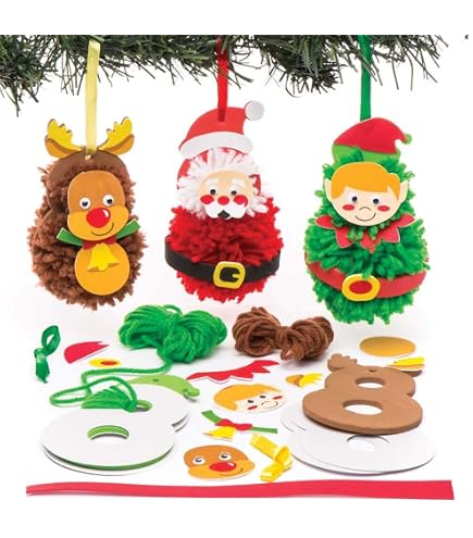 Baker Ross AT222 Weihnachts-Nähtaschen-Set – 4-teilig, Inkl. Filz, Garn & Nadel, Bastelspaß Für Kinder