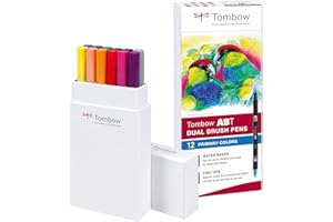 ‎TOMBOW Tombow Fasermaler Dual Brush Pen mit zwei Spitzen 12er Set, primärfarben