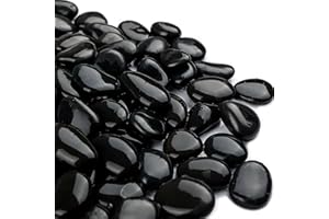 CIOKIT 3.97lb Black Decorative Stones - Natural Polished Pebbles for Plant Pots, Smooth Gravel River Rocks for Landscaping, Vase Fillers, Succulents, Aquarium, Pond and Garden Decoration(0.59" - 1.18")