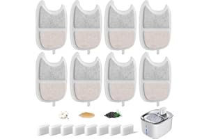 Hantoc 16 Pezzi Filtri Fontanella per Gatti, 8 PCS di Filtro a Carbone e 8 PCS di Spugna in Schiuma per 4L Fontanella per Cani a Batteria con Sensore di Movimento YPD-C004 con Resina e Carboni Attivi