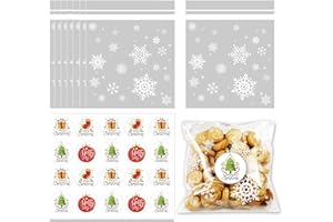 CVOZO Sacchetti Biscotti Natale, Bustine Cellophane: 100Pz Sacchetti Alimentari Natalizi Dolci Natale per Biscotti (14X14CM)