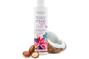 Jean & Len Riparazione del condizionatore Cocco e Macadamia, per capelli danneggiati e deboli, ripara i capelli danneggiati, dona morbidezza, profumo di cocco, senza parabeni e siliconi, vegan, 300 ml