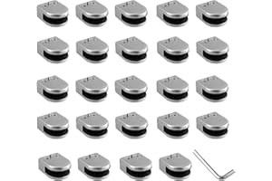 uyoyous 24 morsetti per vetro in acciaio inox 304, in acciaio inox, 6-8 mm, morsetto in vetro regolabile, per balaustra, scale, corrimano