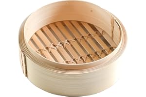 CAPACITEA Bamboo Steamer Ø16.5cm (6.5") Food Steamer Basket for Dim Sum, Vegetable, and Bao Buns
