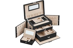 Songmics JBC121B Szkatułka Na Biżuterię, Czarny