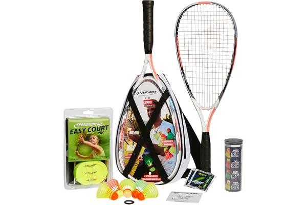 Speedminton® S900 Kit de badminton professionnel avec raquettes en carbone + 5 Speeder®, plateau de jeu, sac