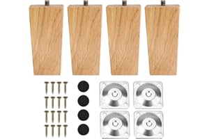 ‎INMOZATA INMOZATA Möbelfüße Holz 4 Stück 10cm Tischbeine Vierkant Möbelbeine aus Eiche mit Montageplatten Schrauben und Fußpolster für Schrank Sofa Couchtisch Natürliche Farbe