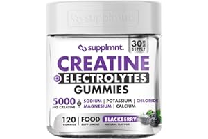 Supplmnt. Creatine Gummies with Electrolytes, 5000mg Creatine Monohydrate, BlackBerry Flavour, 120 Gummies – Vegan, Gluten-Free, Non-GMO – Food Supplement – 30-Day Supply