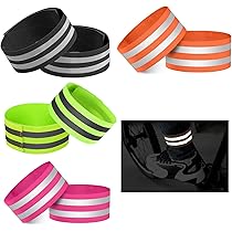 VIDSTW 6 Pièces Brassard De Sécurité Réfléchissante Avec Adhésif Bracelet De Sécurité Réfléchissant Brassard Securite Réglable Serre Pantalon Velo Haute Visibilité Pour Jogging Cyclisme