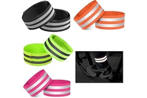 MUZHUPGUZ Pack of 12 Bicycle Trousers Clips for Cyclists, Trouser Protection Bicycle with Reflective Strips, Strong, Reflective Band, Elastic Reflective Bands with Velcro Fastening for Cycling Jogging