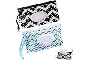 ZHIHUITL Baby Wet Wipes Pouches,2 pezzi Wet Wipes Dispensers,Travel Bags,Portable Baby Wipe Caso,Riutilizzabile Wet Holder Bag,Travel Wipe Dispenser per (nero/blu)