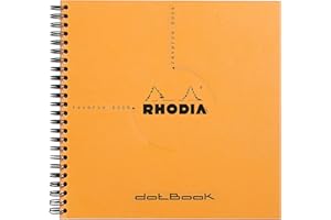 RHODIA, 193638C, Cuaderno Espiral (Encuadernación lateral Completa), 21x21 cm, Interior: punteado, 160 Páginas, Papel Clairefontaine 80gr, Tapa Blanda y Resistente, Naranja