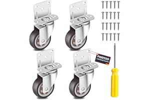 PIMDYGO Lot de 4 Roulettes pour Meubles,50mm Roulette Charge Lourde avec 20 Vis+1 Tournevis,Roulette Pivotante à 360°,Capacité de Charge 270kg,Roulettes Pivotantes pour Meuble, Berceaux,Étagères