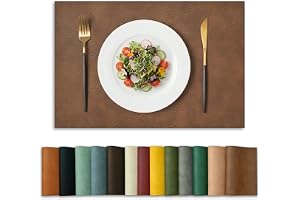 Artoid Mode brunt fuskläder bordstabletter set med 6, 30 x 45 cm PU-läder värmebeständiga bordsmattor för fest kök middag dekoration