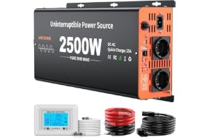 2 500 W växelriktare 12 V till 230 V ren sinus med prioriteringsfunktion och laddningsfunktion 25 A och USV-funktion, spännin