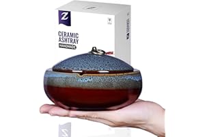 JAIEF Posacenere in ceramica con coperchi, antivento, posacenere per sigarette per interni o esterni,vassoio per cenere da tavolo per la decorazione della casa e dell'ufficio