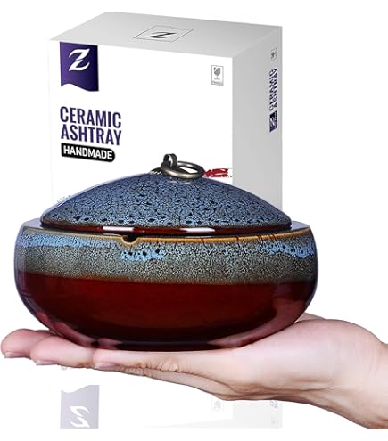Cendrier En Céramique Avec Couvercle - Cendrier De Table