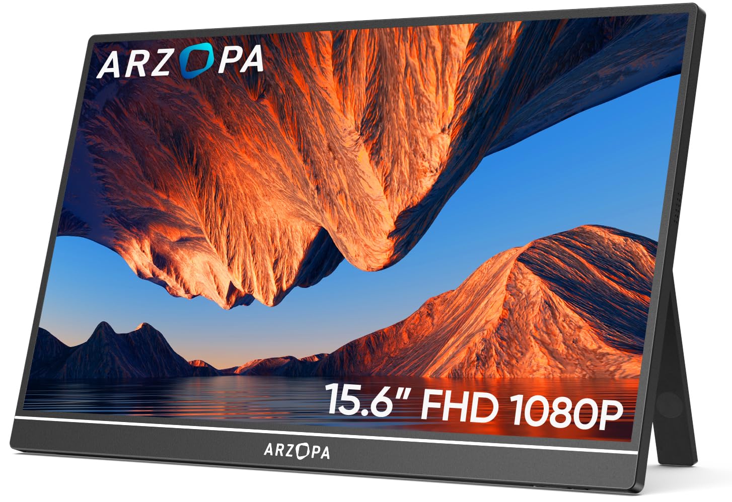ARZOPA Écrans Portable 15,6" 1920 x 1080 FHD IPS pour Ordinateur Portable avec Béquille, Deuxième Écran Ultra Fin pour Ordinateur Portable/PC/Mac/PS3/4/5/Xbox - Connectivité USB C et HDMI - A1 - 1