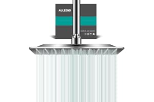 AULEEND Square Rain Shower Head, High Flow Stainless Steel,Work with Any Decorative Style，All Metal Rainfall Shower Head (Brushed Nickel, 10)