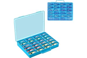 RHCOM Estuche organizador de almacenamiento de juguetes para coches Hot Wheels, para coches Matchbox, para mini juguetes, para muñecas pequeñas. Caja de transporte con 24 compartimentos. (solo caja),