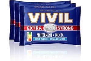‎VIVIL VIVIL Extra Strong Pfefferminz, 3er Pack, extra starke Pastillen mit Pfefferminzgeschmack, zuckerfrei & vegan, 3 x 25g