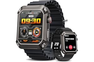 Smartwatch Uomo Militare DEKELIFE 1,9” HD Orologio Fitness con Chiamate Bluetooth 123 Modalità Sport/5ATM/25+Giorni Batteria/Cardiofrequenzimetro/SpO2/Sonno, Smart Watch Notifiche Messaggi Android iOS