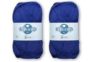 Cottonify Ne 6/4 Pack of 2 100% Combed Cotton Mercerized Crochet and Knitting Yarn| Medium Weight | Gassed & Mercerized Soft Yarn – 186 Yd 100 Grams per Ball | (2, Royal Blue 134)