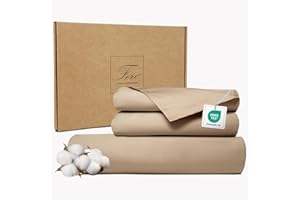 Ferò Set Copripiumino Matrimoniale 240x220, 2 Federe 50x75, Pregiato Raso di Cotone 300TC Fibra Lunga, Set Copripiumino Matrimoniale Cotone, Duvet Cover, Sacco Copripiumino Matrimoniale, Beige