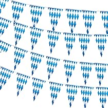 Oktoberfest Wimpelkette 30m Blau-Weiß - 3x10m Bayrische Deko Girlande