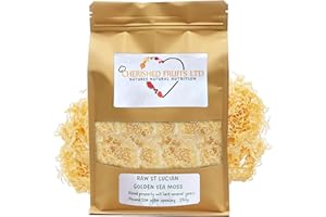CHERISHED FRUITS LTD Raw Saint Lucia Golden Organic Sea Moss – Wildcrafted and Sun Dried Sea Moss - Vegan Superfood, Non-GMO - 100% Natural - Rich in Nutrients with 92 essential minerals - 250 gm
