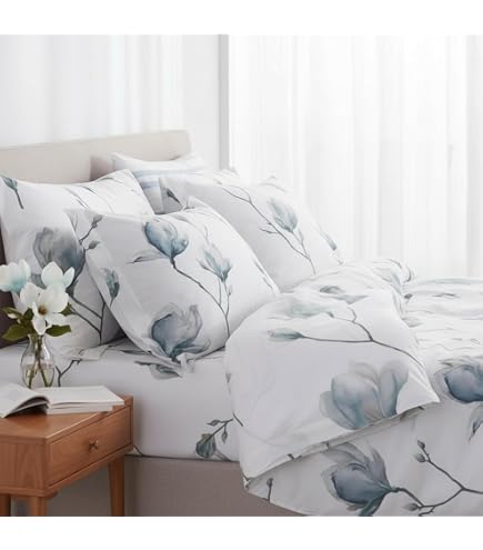 Mirabello Completo Copripiumino Matrimoniale 2 Piazze – LouisianA Percalle 100% Cotone – Campo Di Papaveri POPPIES FIELD 09B Bianco