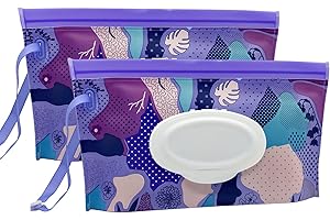 通用 ULVBABI Lot de 2 distributeurs de lingettes humides portables et réutilisables pour couches de bébé, distributeur personnel de voyage rechargeable pour distributeur de lingettes humides (Violet)
