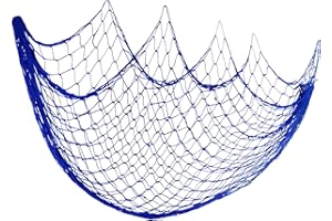 ETEAMCAN Decorative Fishing Net Decoration Blue 6.5 X 3.3Ft Nautical Ceiling Fish Net Wall Hanging Decor Mediterranean Style Fish Netting for Beach Rome