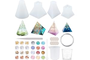 OLYCRAFT 52 pièces Résine Silicone Moule Cône Cube Pyramide Résine Moules Moules Époxy Moules pour la Fabrication de Bijoux en Résine et la Coulée de Bougie de Savon