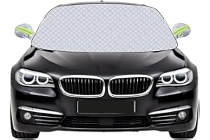 Mengine Car Windscreen Cover, Snow UV Ice Protection Car Windshield Cover with 9 Hidden Magnets & Side Wing Mirror Covers, Windshield Frost Guard Fit for Cars in All Weather (145 * 118cm)