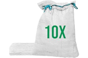 Bazko 10 Stück Raschelsäcke 42x60 cm 15 kg | weiß | Netzsäcke mit Zugband | Kartoffelsack Zwiebelsäcke, Netzsack Brennholz Kaminholzsäcke