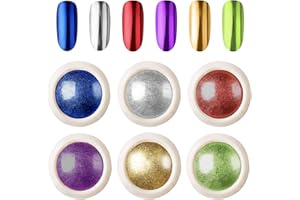 IMPODITIONGS 6 Polvere per Unghie Cromate, Polvere per Unghie Effetto Specchio Glitter luce di luna sirena iridescente, Polvere di Glitter per Unghie Lucida, Per nail art manicure fai da te(07)