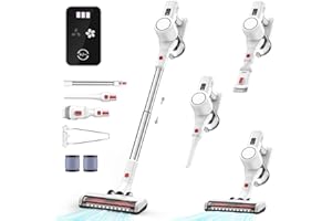 MFJUNS Akku Staubsauger Kabellos Vacuum Cleaner - Cordless Akkustaubsauger Akkusauger Kabelloser Leise Stielstaubsauger Stabstaubsauger Elektrische Kehrbesen ohne Kabel für Hartböden Teppiche Tierhaare