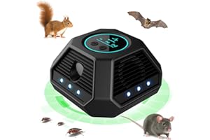 HENESE Innen- Ultraschall Maus und Ratten 360°,Gerät Ultraschall Maus Mit Stroboskoplichtern und PIR,für Haus, Keller, Garten, Mäuse und Ratten,vertreiben ohne Chemie und Mäusefalle,300 m² Wirkungsbereich