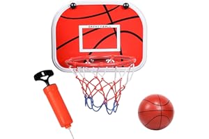Cymax Mini canestro da basket per porta e parete con palla e accessori completi per pallacanestro, cerchio portatile per interni per casa, ufficio e camera per adulti
