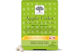 New Nordic - Apple Cider - Complément Alimentaire Minceur et Draineur - Vinaigre de Cidre de Pomme, Artichaut, Pissenlit et Choline - 60 Comprimés - 20 à 30 Jours