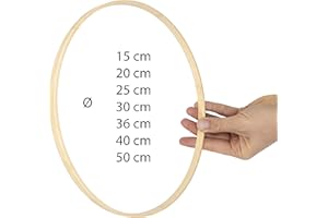 FANGZIN EkoDeko - Anelli in bambù, 5 pezzi: 50 cm, anelli in legno per il fai da te, acchiappasogni, anelli in legno