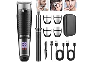 Bwaliffury Haarschneidemaschine Profi, Bartschneider, Haarschneider Nasenhaartrimmer 2 in 1, Herren Haartrimmer, Herren T-förmiger Trimmer, USB Wiederaufladbar, Wasserdicht, LED-Anzeige (Black)