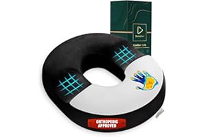 Ecosafeter Cuscino per emorroidi, cuscino a ciambella di alta qualità in memory foam per gravidanza, coccige, sciatica postnatale, piaghe da decubito