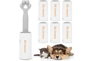 Onlyesh 600 Fogli Togli peli Animali, 6 Rotoli da 90 Fogli + 1 Rotolo da 60 Fogli + 1 Maniglia, Spazzola Levapelucchi per Vestiti, peli di Gatto, Divano, Letto e Moquette